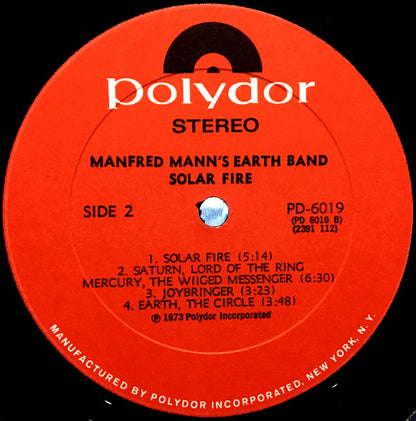 Manfred Mann's Earth Band : Solar Fire (LP, Album, All)