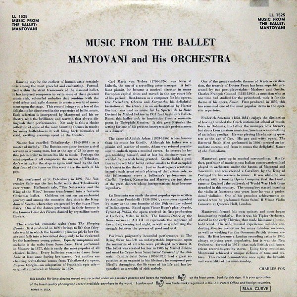 Mantovani And His Orchestra : An Album Of Ballet Melodies (LP, Mono)