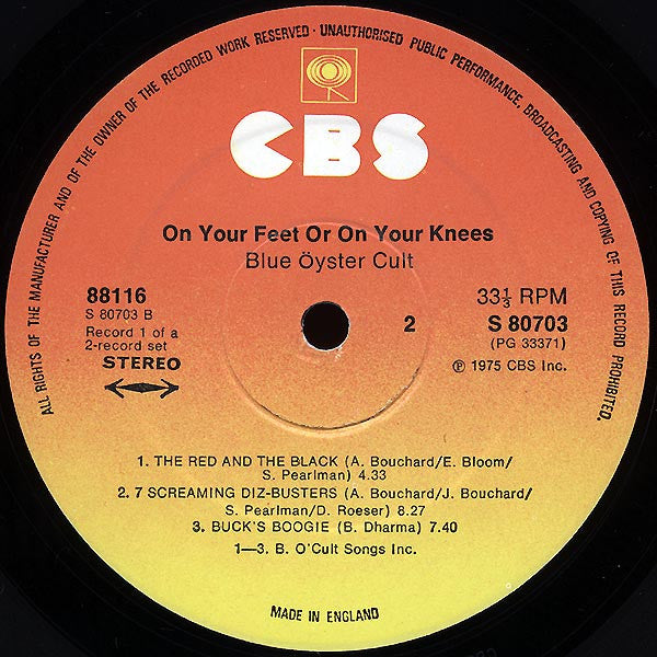 Blue Öyster Cult : On Your Feet Or On Your Knees (2xLP, Album, RE)