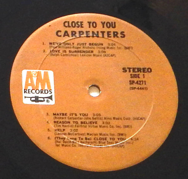 Carpenters : Close To You (LP, Album, Mon)