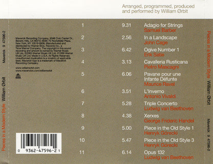 William Ørbit* : Pieces In A Modern Style (CD, Album + CD, Single)