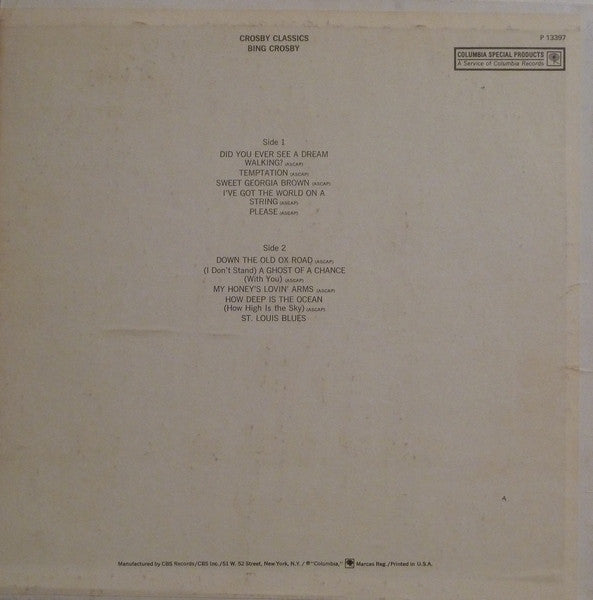 Bing Crosby : Crosby Classics (LP, Comp)