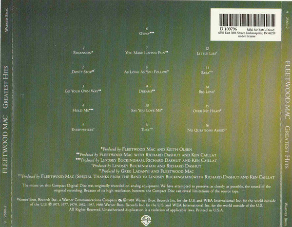 Fleetwood Mac : Greatest Hits (CD, Comp, Club, RE, Den)