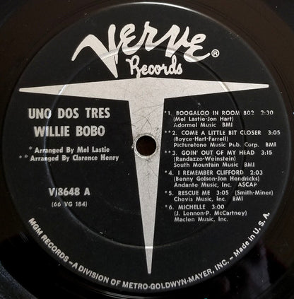 Willie Bobo : Uno Dos Tres 1•2•3 (LP, Album, Mono)