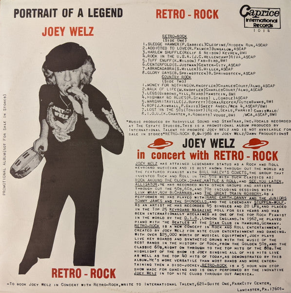 Joey Welz : Portrait Of A Legend Retro-Rock (LP, Promo)