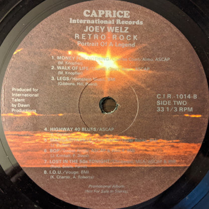 Joey Welz : Portrait Of A Legend Retro-Rock (LP, Promo)