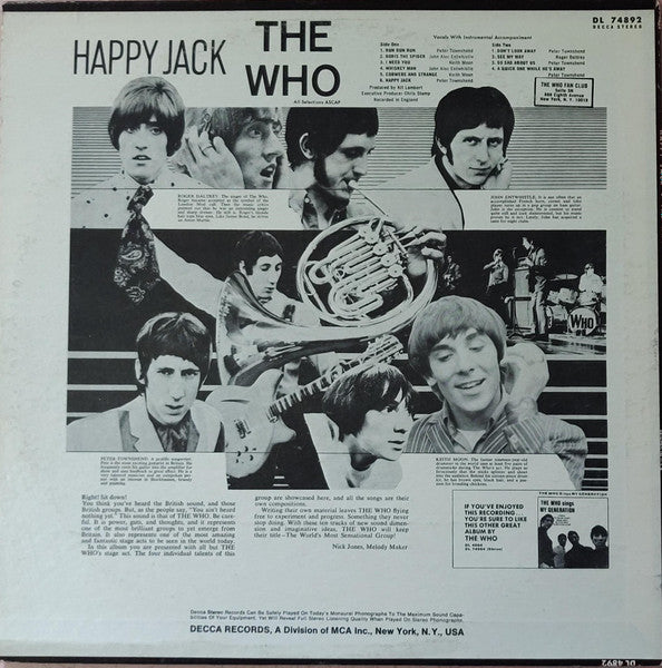 The Who : Happy Jack (LP, Album, Glo)
