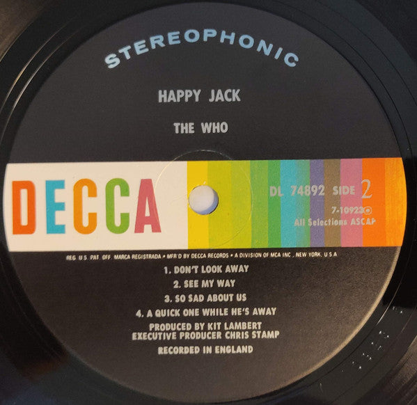 The Who : Happy Jack (LP, Album, Glo)