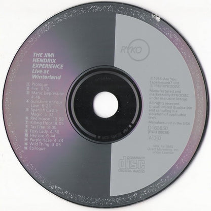 The Jimi Hendrix Experience : Live At Winterland (CD, Club)