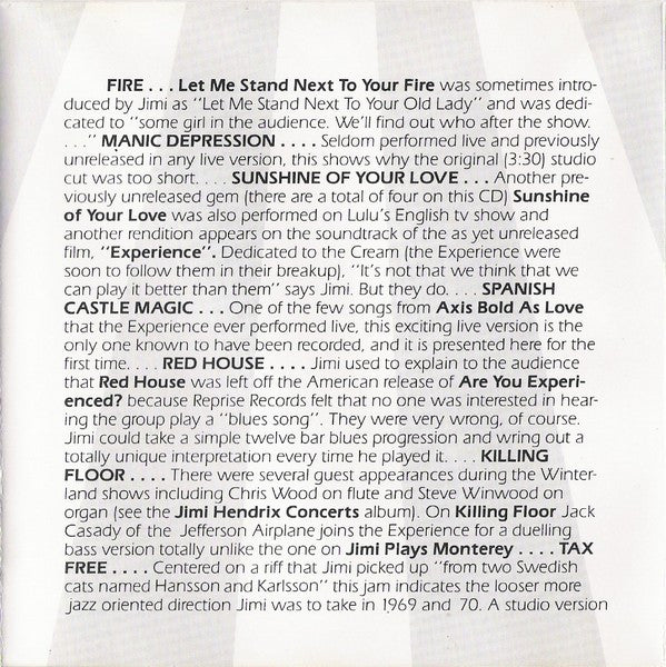 The Jimi Hendrix Experience : Live At Winterland (CD, Club)