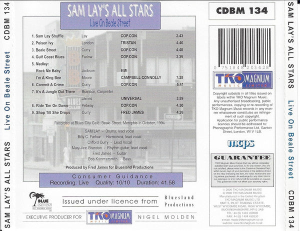 Sam Lay's All Stars : Live  On Beale Street (CD, Album)