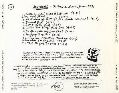 Frank Zappa / The Mothers : Fillmore East - June 1971 (CD, Album, RE, RM, RP)