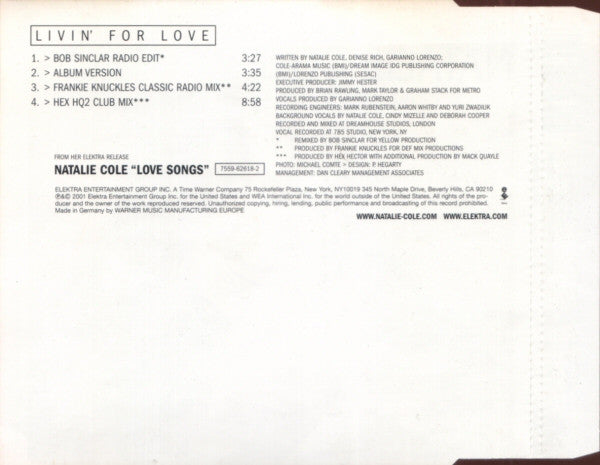 Natalie Cole : Livin' For Love (CD, Single)