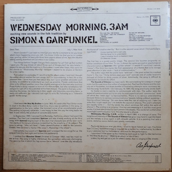 Simon & Garfunkel : Wednesday Morning, 3 A.M. (LP, Album, exp)
