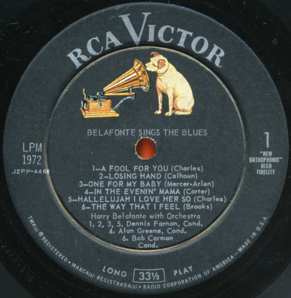 Harry Belafonte : Belafonte Sings The Blues (LP, Album, Mono)