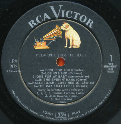 Harry Belafonte : Belafonte Sings The Blues (LP, Album, Mono)