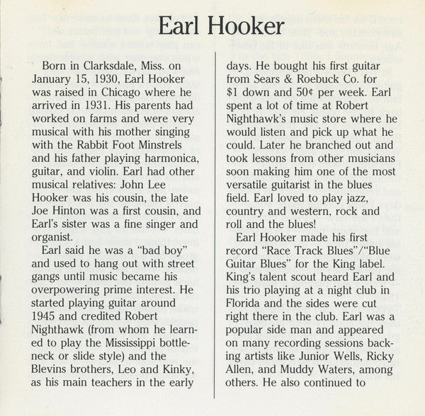 Earl Hooker : Two Bugs And A Roach (CD, Comp)