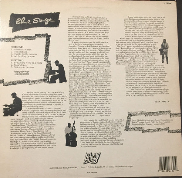 Serge Chaloff : Blue Serge (LP, Album, Mono, RE)