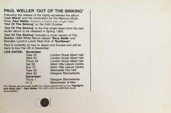 Paul Weller : Out Of The Sinking (CD, Single, Dig)