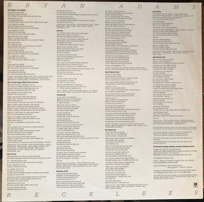Bryan Adams : Reckless (LP, Album, R -)