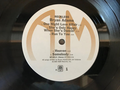 Bryan Adams : Reckless (LP, Album, R -)