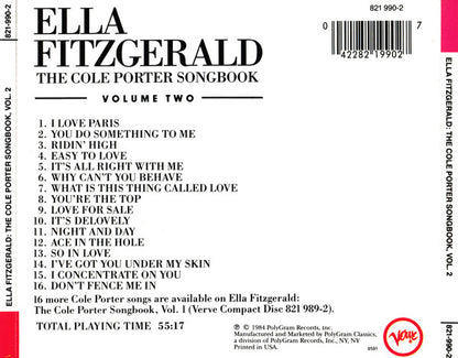 Ella Fitzgerald : The Cole Porter Songbook Volume Two (CD, Album, Mono, RE, RM, RP)