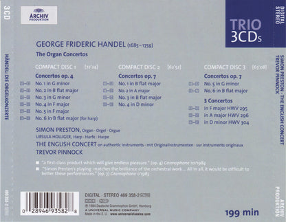 Handel* - The English Concert, Simon Preston, Trevor Pinnock : Complete Organ Concertos (3xCD, Comp, RE)