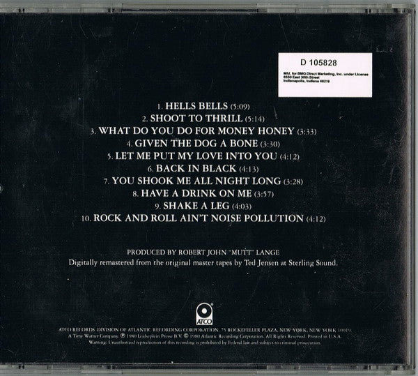 AC/DC : Back In Black (CD, Album, Club, RE, RM, Spe)