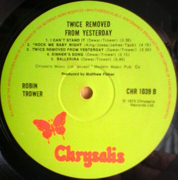 Robin Trower : Twice Removed From Yesterday (LP, Album)