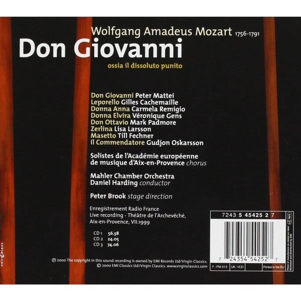 Mozart* - Mattei* • Cachemaille* • Remigio* • Gens* • Padmore* • Larsson* • Fechner* • Oskarsson* • Mahler Chamber Orchestra • Daniel Harding : Don Giovanni (3xCD, Album + Box, Sli)