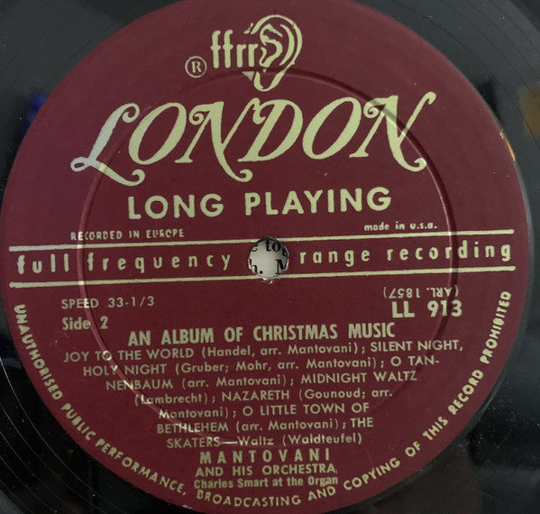 Mantovani And His Orchestra : Christmas Carols (LP, Album, Mono)