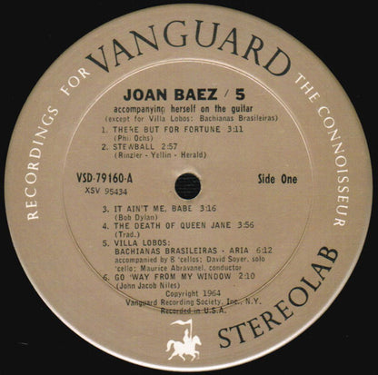 Joan Baez : 5 (LP, Album, RE, Pit)