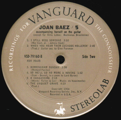 Joan Baez : 5 (LP, Album, RE, Pit)