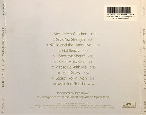 Eric Clapton : 461 Ocean Boulevard (CD, Album, Club, RE, RM)