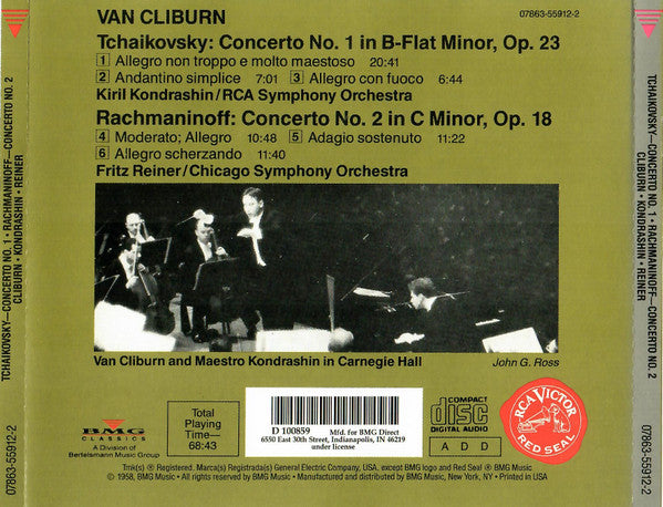 Van Cliburn - Tchaikovsky* : Kondrashin* / RCA Symphony* | Rachmaninoff* : Reiner* / Chicago Symphony* : Tchaikovsky: Concerto No. 1 / Rachmaninoff: Concerto No. 2 (CD, Comp, Club, RE)