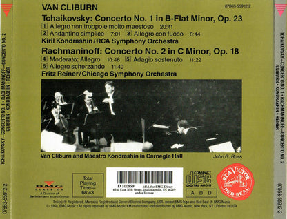 Van Cliburn - Tchaikovsky* : Kondrashin* / RCA Symphony* | Rachmaninoff* : Reiner* / Chicago Symphony* : Tchaikovsky: Concerto No. 1 / Rachmaninoff: Concerto No. 2 (CD, Comp, Club, RE)