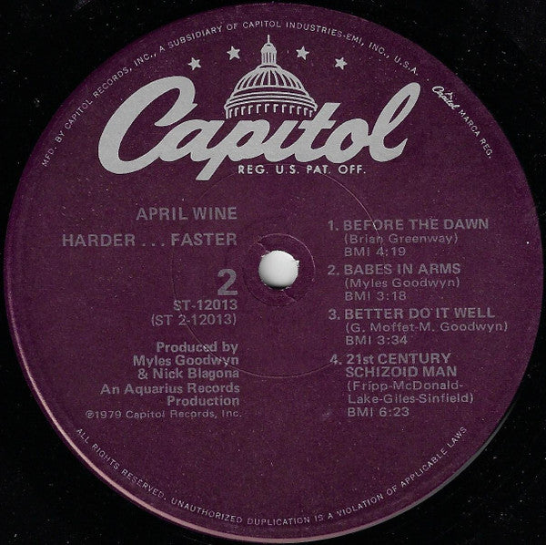 April Wine : Harder ..... Faster (LP, Album, Win)