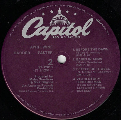 April Wine : Harder ..... Faster (LP, Album, Win)