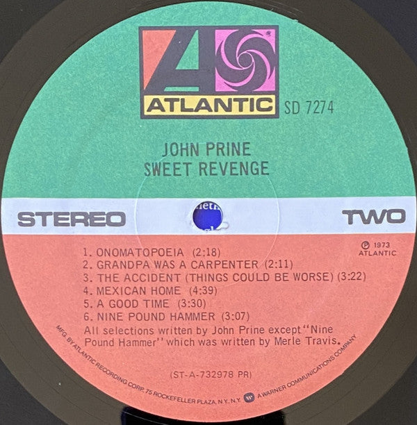 John Prine : Sweet Revenge (LP, Album, RE, RP, PR )
