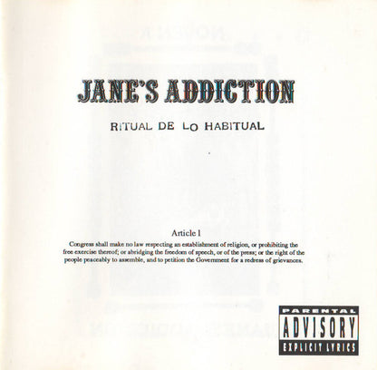 Jane's Addiction : Ritual De Lo Habitual (CD, Album, RP, SRC)