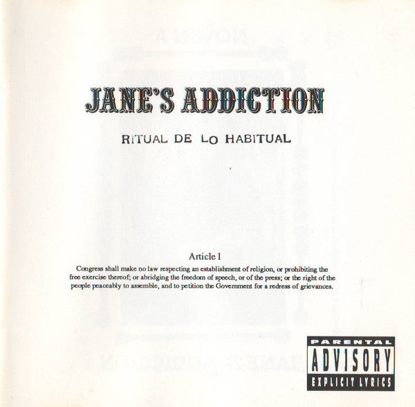 Jane's Addiction : Ritual De Lo Habitual (CD, Album, RP, SRC)