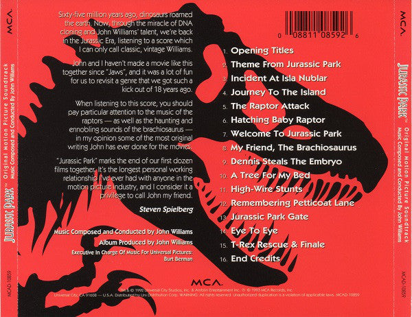 John Williams (4) : Jurassic Park (Original Motion Picture Soundtrack) (CD, Album)