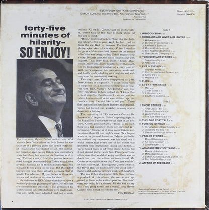 Myron Cohen : Everybody Gotta Be Someplace (LP, Album, Mono)