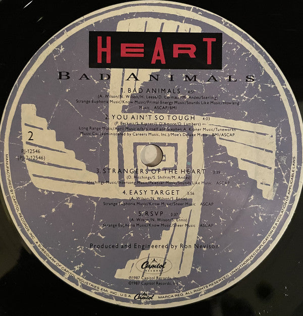 Heart : Bad Animals (LP, Album, All)