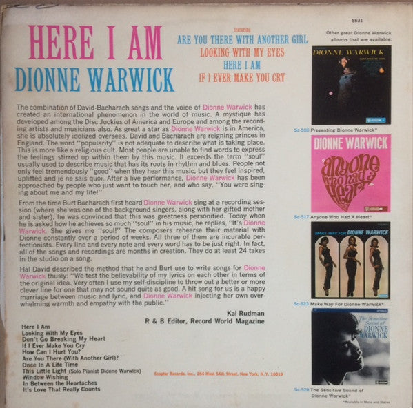 Dionne Warwick : Here I Am (LP, Album)