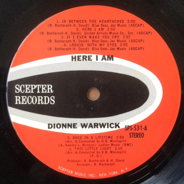 Dionne Warwick : Here I Am (LP, Album)