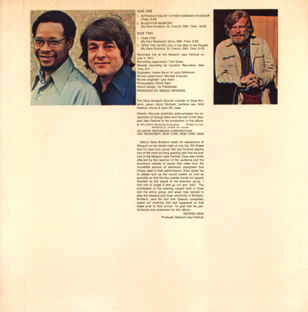 The Dave Brubeck Quartet Featuring Gerry Mulligan, Alan Dawson, Jack Six : The Last Set At Newport (LP, Album)