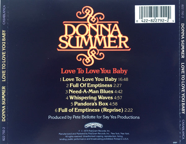 Buy Donna Summer : Love To Love You Baby (CD, Album, RE, RP, UML