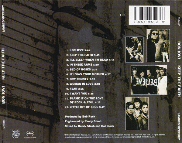 Bon Jovi : Keep The Faith (CD, Album, Club, Son)