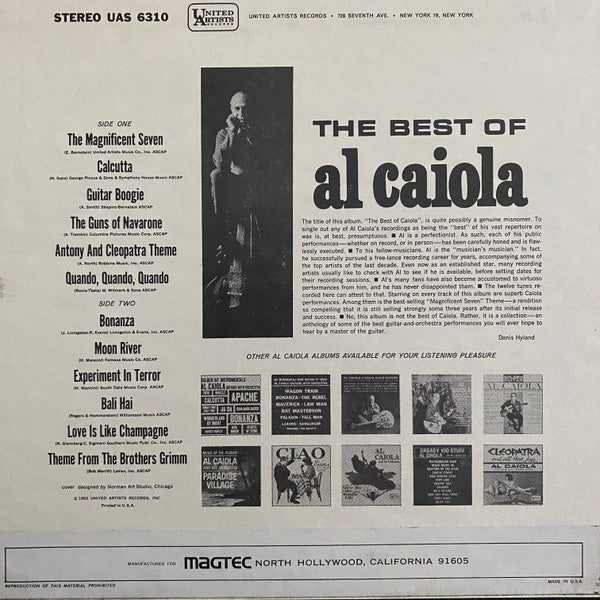 Al Caiola : The Best Of Al Caiola (Reel, 4tr Stereo, 7" Reel, Comp)